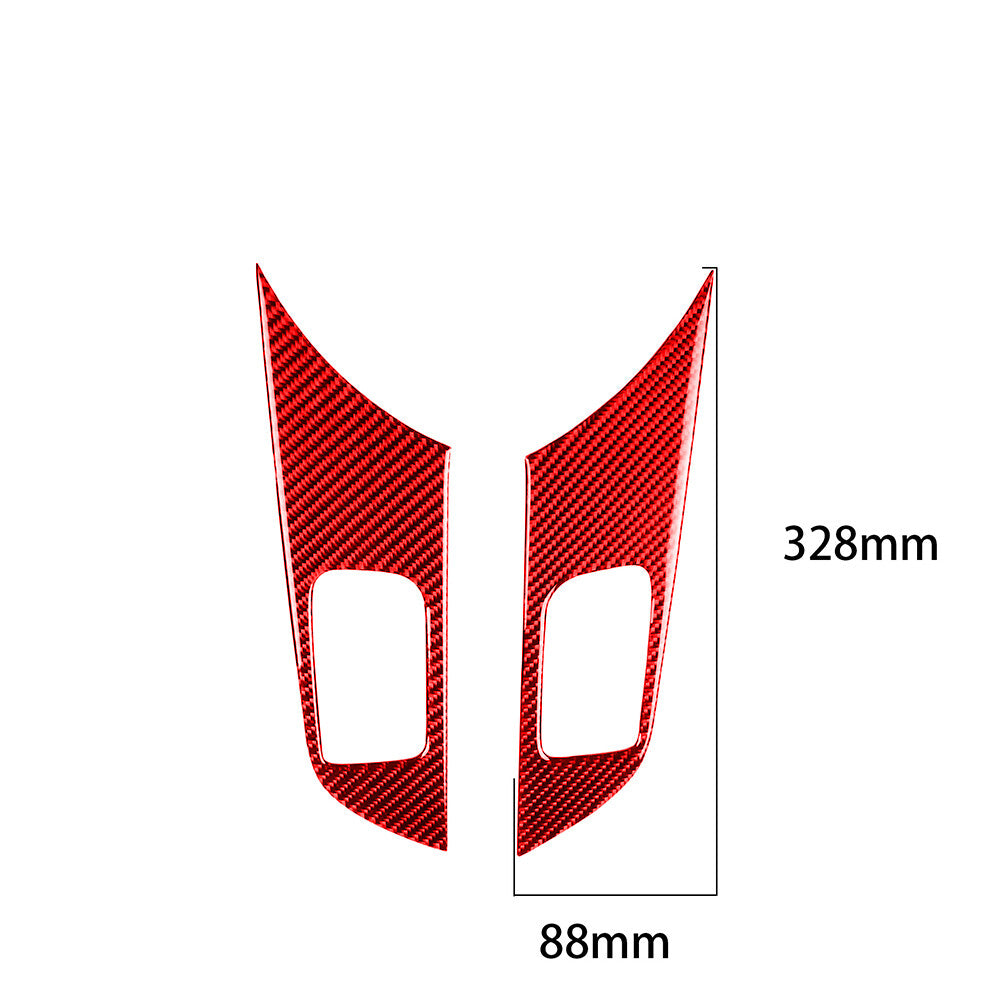 2-pack of red carbon fiber front door handle protectors for Mitsubishi Lancer (2008-15)