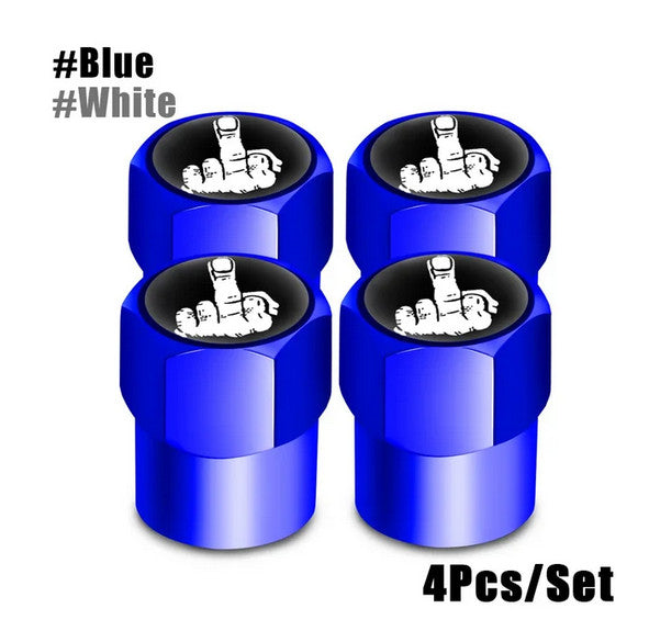 4-piece car tire valve cover rod air dust cover with blue studs suitable for Nissan