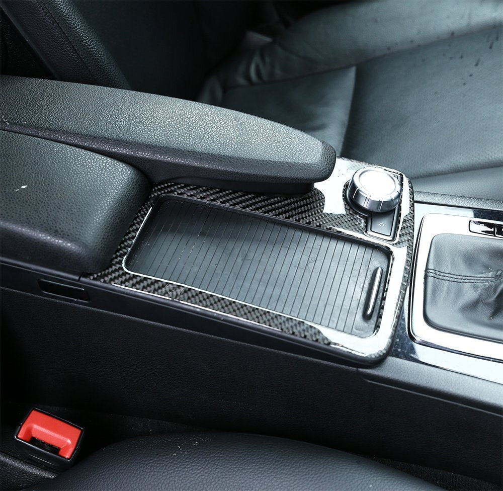 6¡ÁCarbon Fiber Gear Shift Water Cup Holder Cover for Benz C Class W204 2007-13