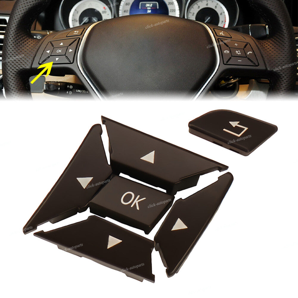 Left Steering Wheel Control Button Multi Switch Cap for Mercedes C Class Brown