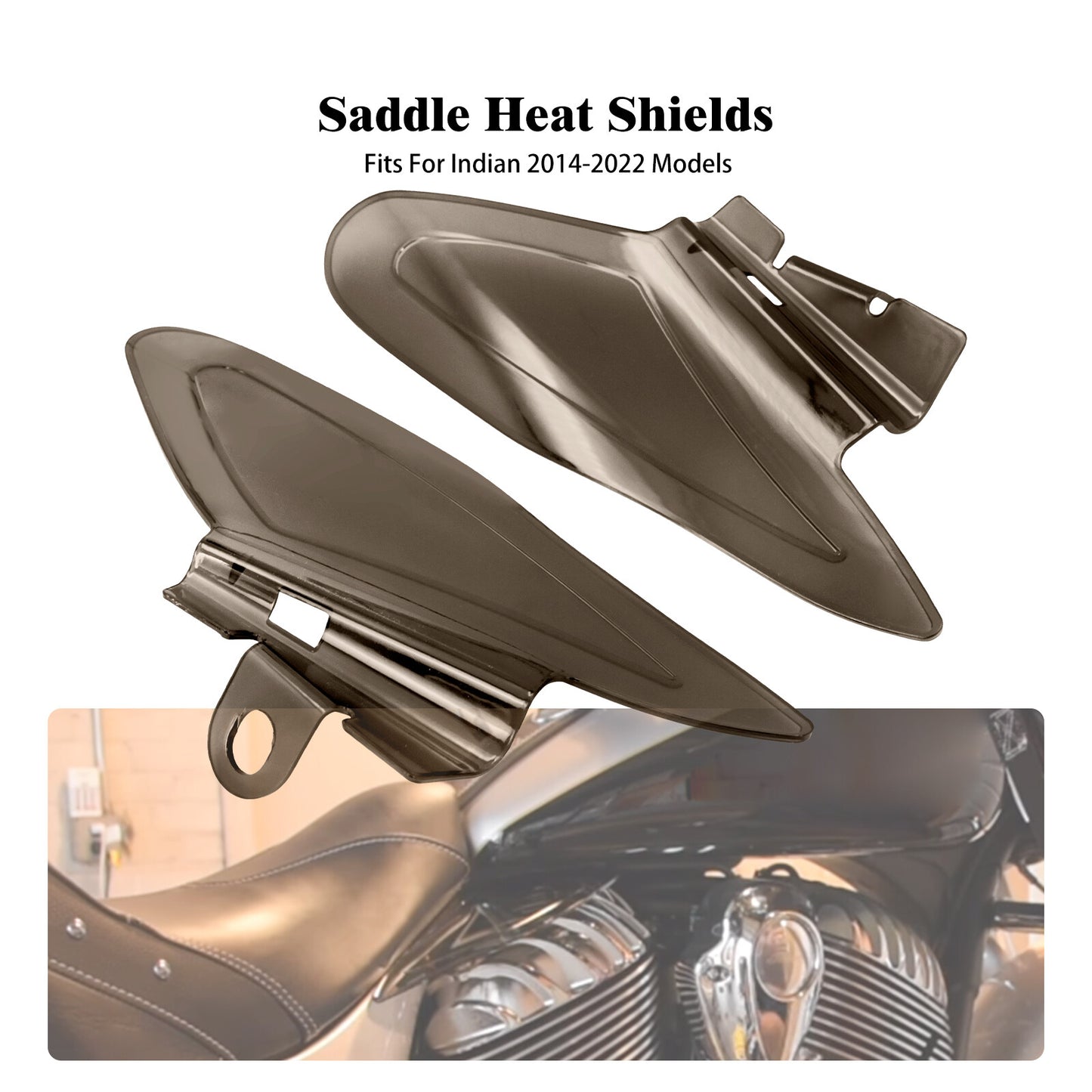 Smoke Reflective Saddle Heat Shields For Indian Chief Chieftain Roadmaster 14-22