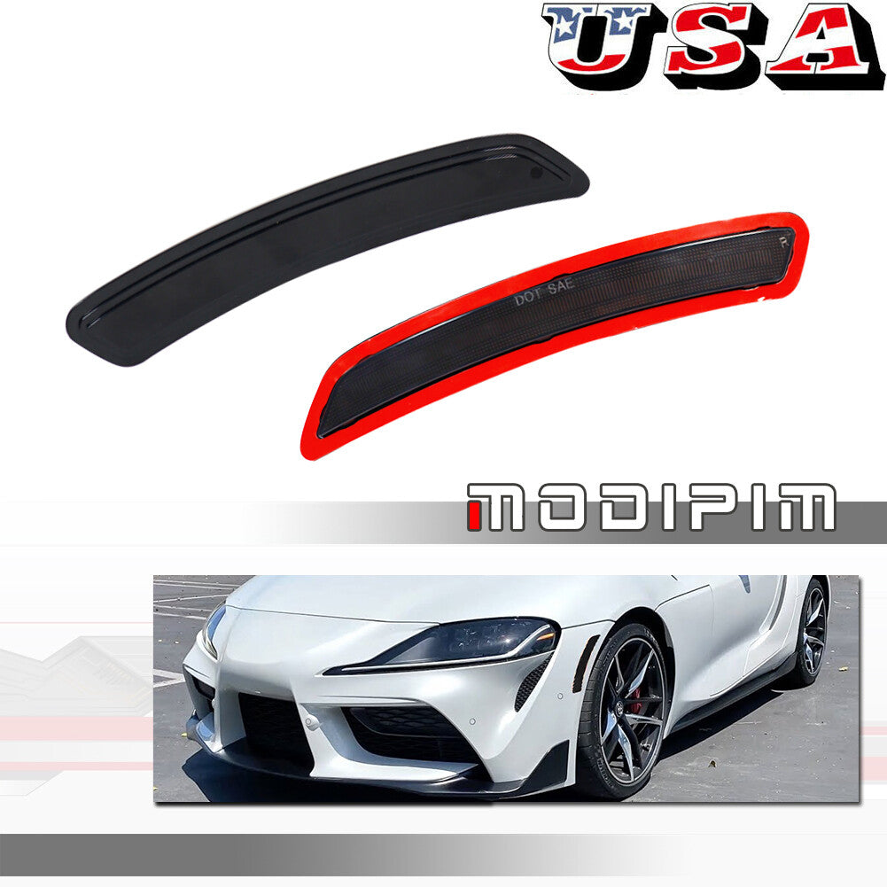 Black lens front fender side marker reflector pair for 2020-2022 for Toyota GR Supra