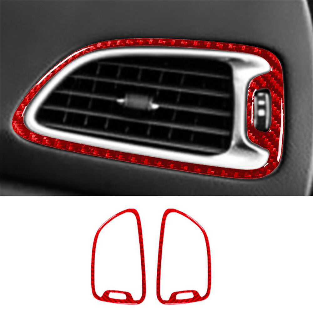 2X Red Carbon Fiber Side Air Vent Outlet Cover Trim for Chrysler 200 2015-2017