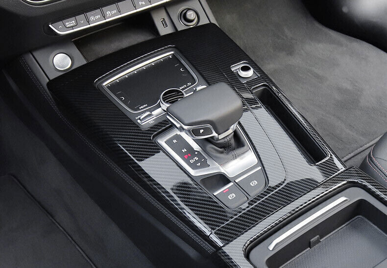 for Audi Q5 2018-24 Carbon Fiber ABS Inner Middle Console Gear Shift Cover Trim