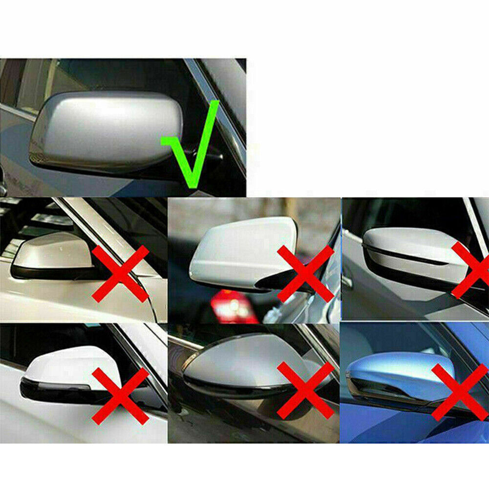 A pair of rearview mirror cover trims for BMW E60/E61 2004-2007 models, no removal tools required.