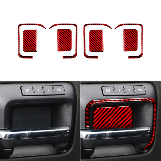 8pcs Red Carbon Fiber Door Handle Cover Trim For Silverado for GMC for SIERRA 2014-2018