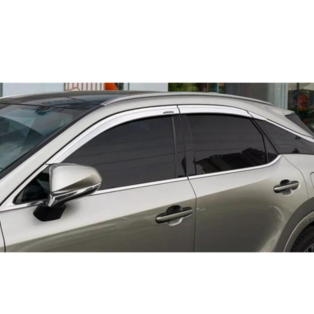 6P Chrome Window Visor Vent Shades Sun Rain Guard Deflector For 2023-24 for Lexus RX