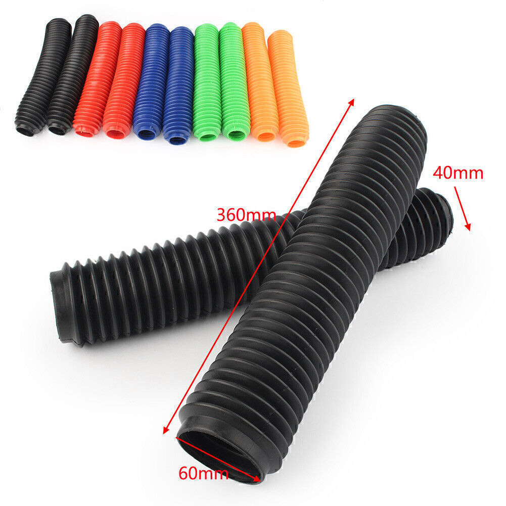 For Motor Dirt Bike Black 360MM Fork Dust Covers Gaiters Boots Shock Rubber
