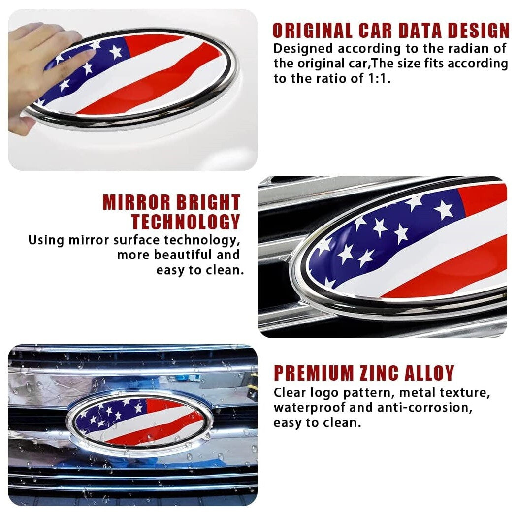 9inch  for ford  Emblem F150 Red American Flag Front Grille Tailgate Oval Badge
