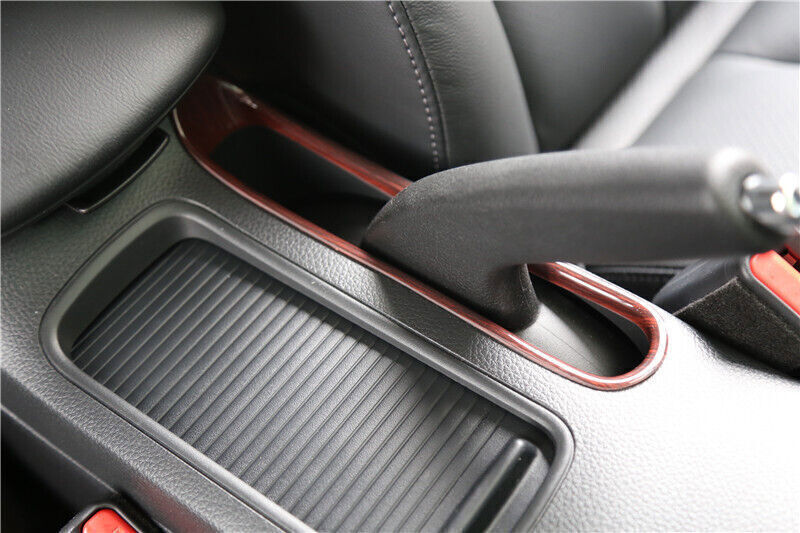 Middle Console Handbrake Set Cover Deco for Nissan Sentra 2013-19 Red Wood Grain