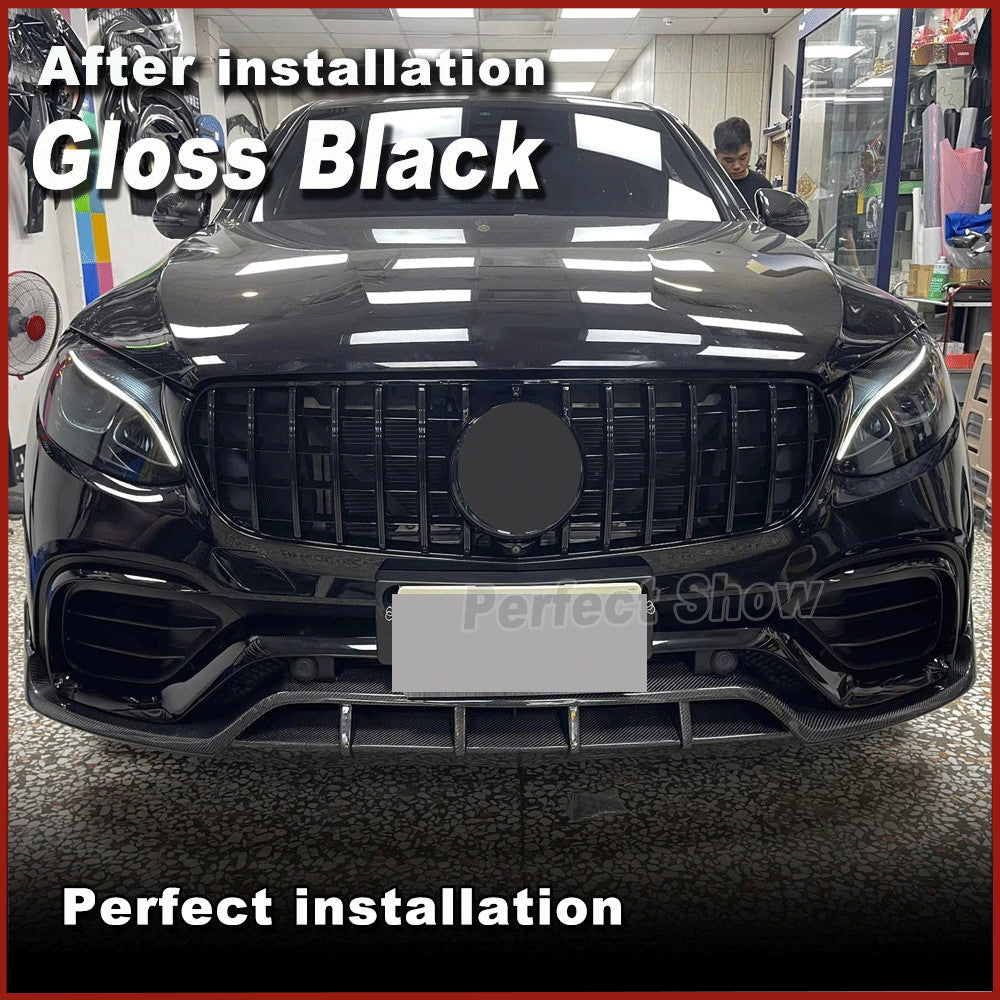 Gloss Black Front Bumper Grille Grill Mesh Fit for Benz W253 X253 GLC300 2015-18