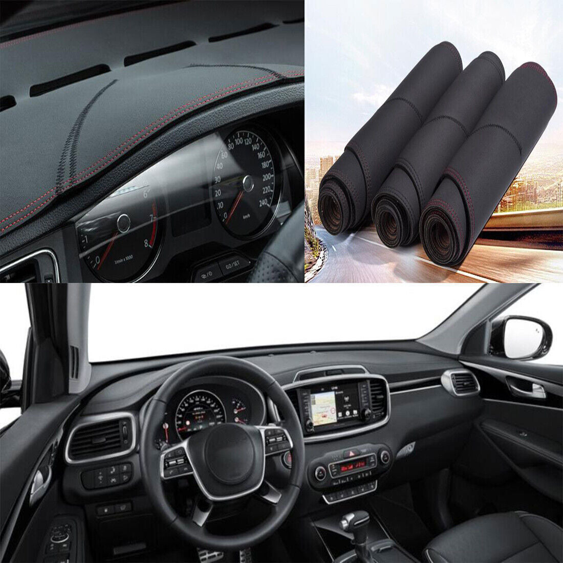 1X PU Leather Dashboard Dash Mat Non-slip DashMat Sun Pad for Kia Sorento 16-20