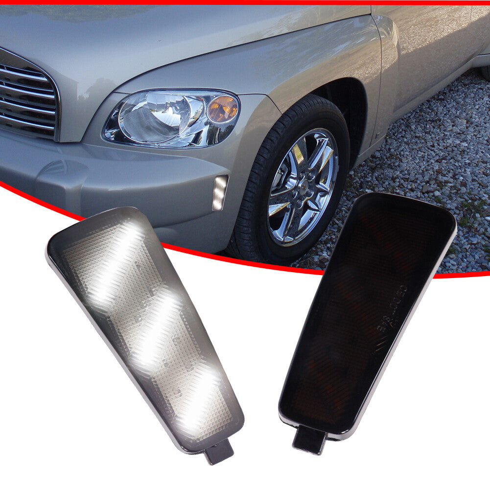 2-piece smoked lens white front side marker corner lights for 2006-2011 for Chevrolet HHR
