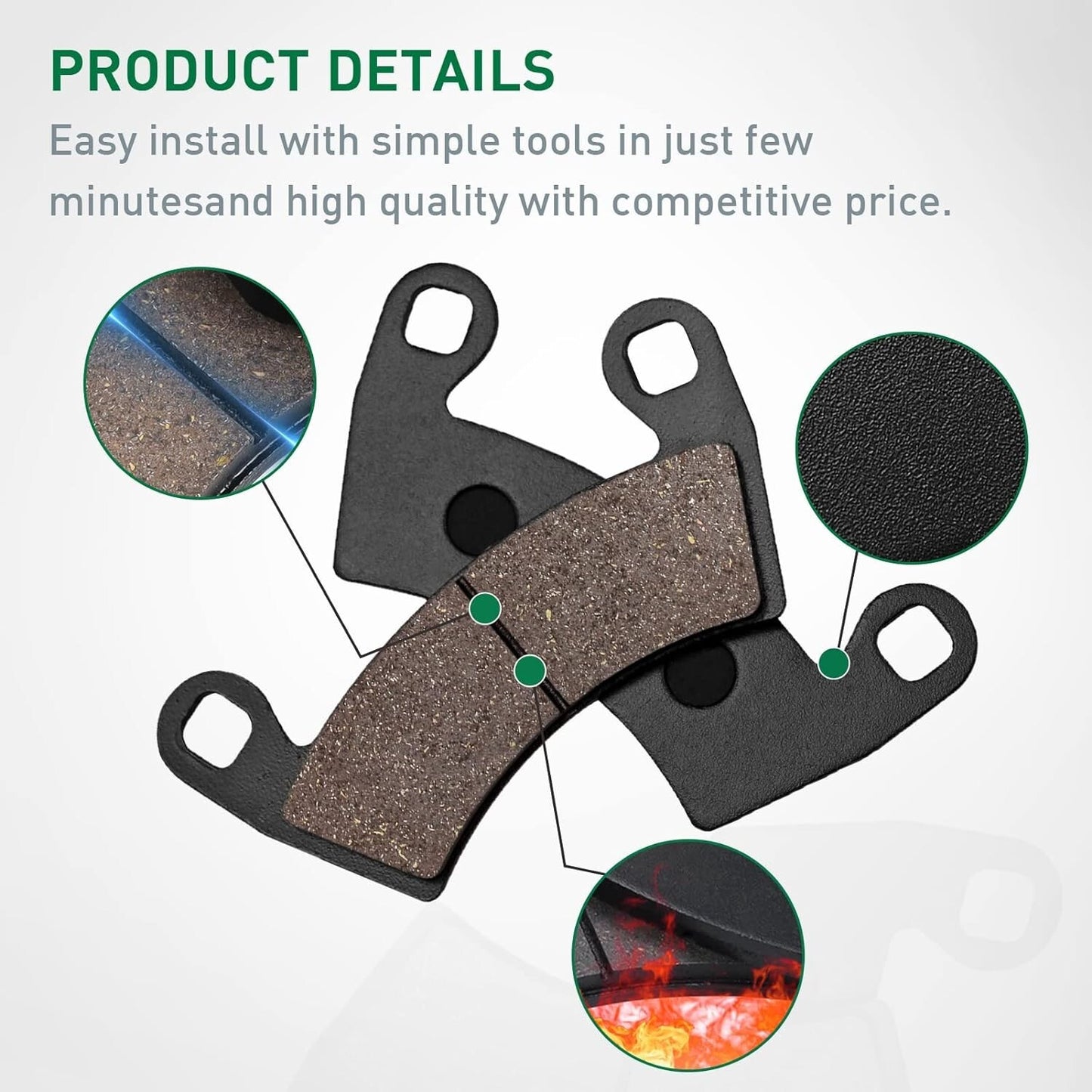 Brake Pads for Polaris Ranger Crew 570 2015-2019/Ranger 700 Crew 2008-2009