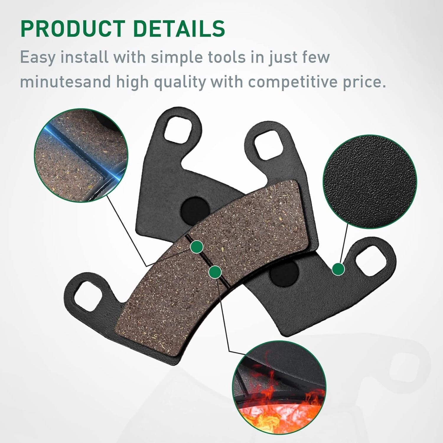 Brake Pads for Polaris Ranger Crew 570 2015-2019/Ranger 700 Crew 2008-2009
