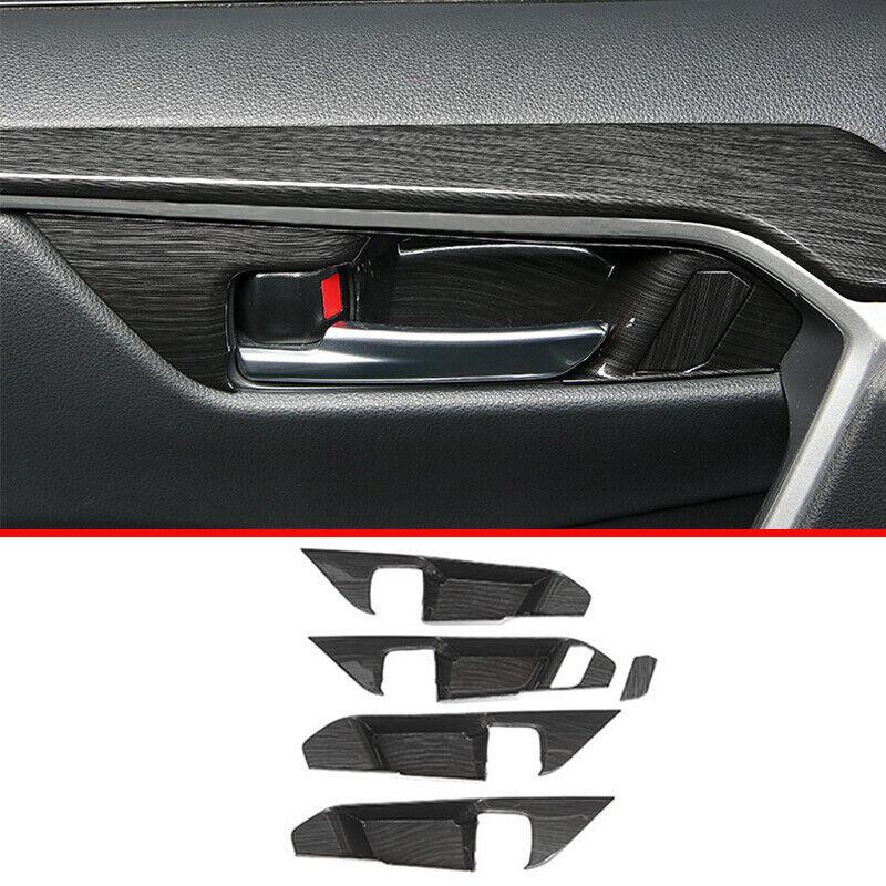 Black Wood Grain ABS Window Lift Glass Control Panel for Toyota RAV4 2019-2023
