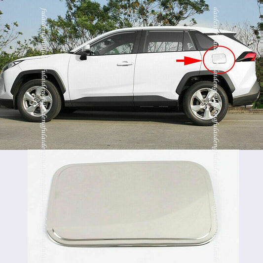 Silver Car Fuel Tank Oil Gas Cap Cover Trim Steel for Toyota RAV4 2019-2023