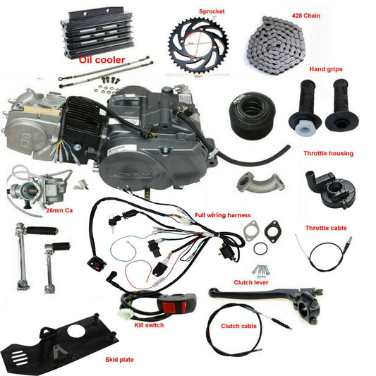 for Lifan 140cc manual motor kit for Pit Trail bicycles CT90, CT110, XR70, and Taodao 125cc.