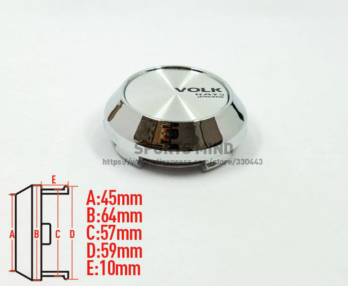 4x64 mm Volk Rays Chrome Badge Wheel Center Hub Cover Edge Cover TE37