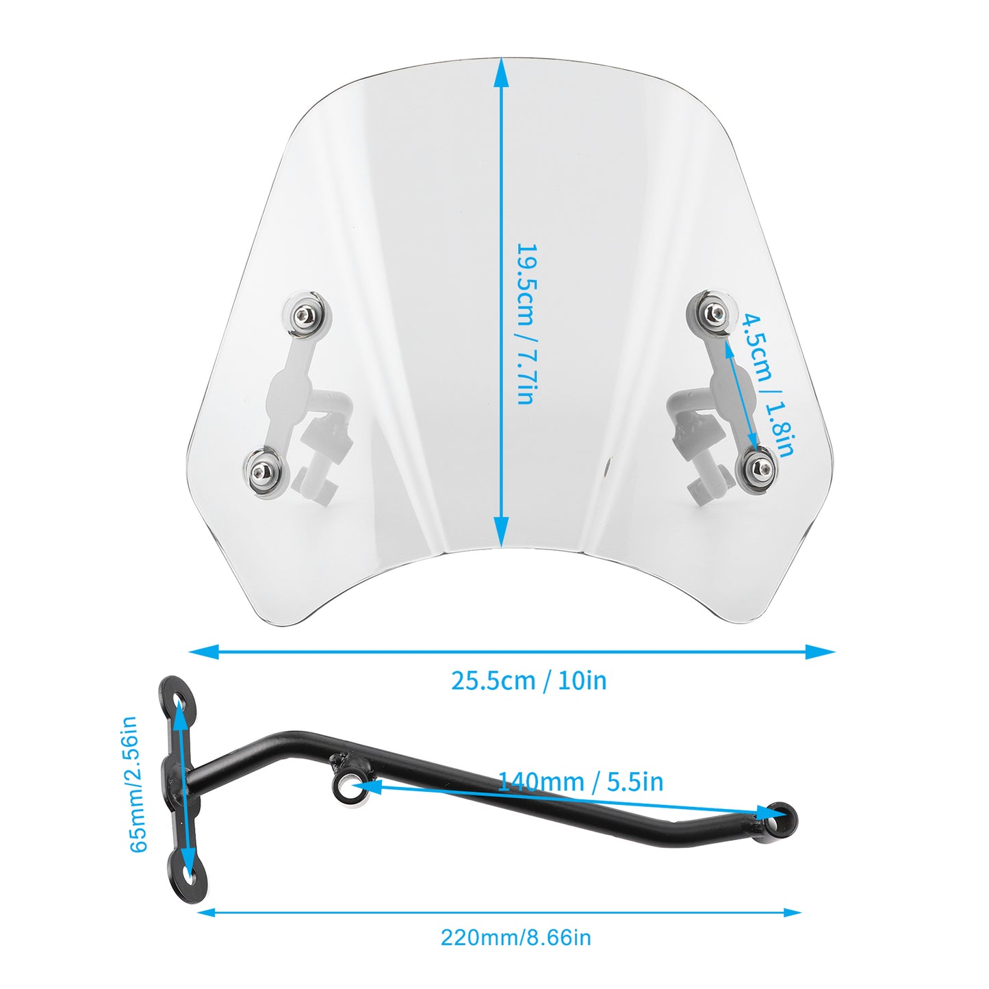 Auto Motorcycle Long Stents Windshield Windscreen Wind Deflector Parts For