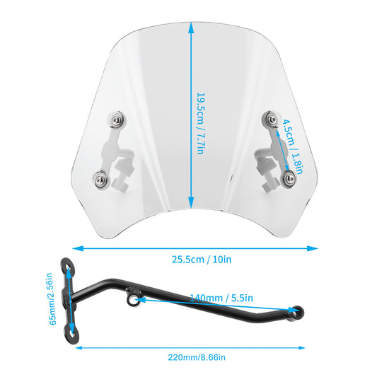 Auto Motorcycle Long Stents Windshield Windscreen Wind Deflector Parts For