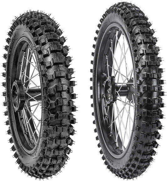 17-inch and 14-inch wheels, 90/100-14 and 70/100-17 tires and rims, for Dirt Pit bicycle, Apollo 125CC, 140 and 150 liters.