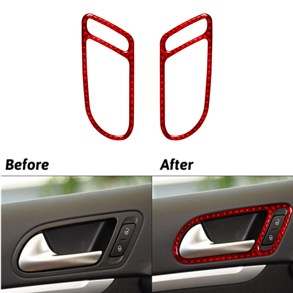 Red Carbon Fiber Front Door Handle Frame Trim for Volkswagen for Tiguan 2013-2017