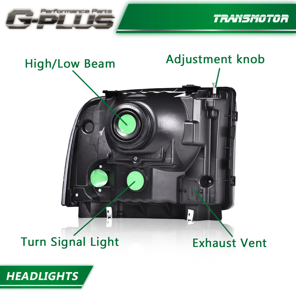 Suitable for 99-04 for Ford F250 F350 Super Duty Smoke Excursion headlights