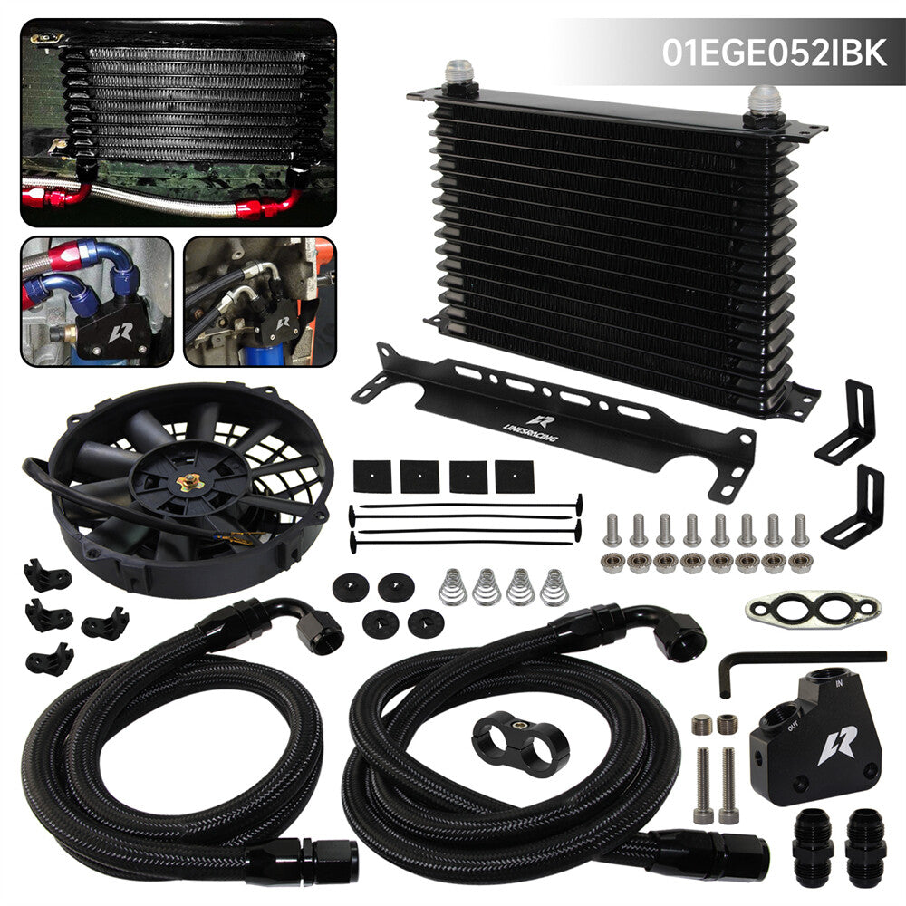 15 Row Oil Cooler Kit for Corvette C5 LS1 LS2 LS3 LS6 LS7 LS9 +7Electric Fan