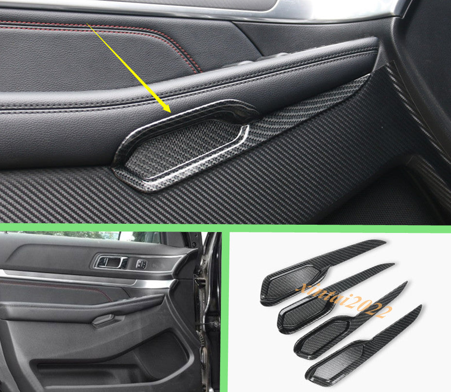 for Ford Explorer 2016-2018 Carbon Fiber ABS Inner Door Armrest Cover Trim Panel