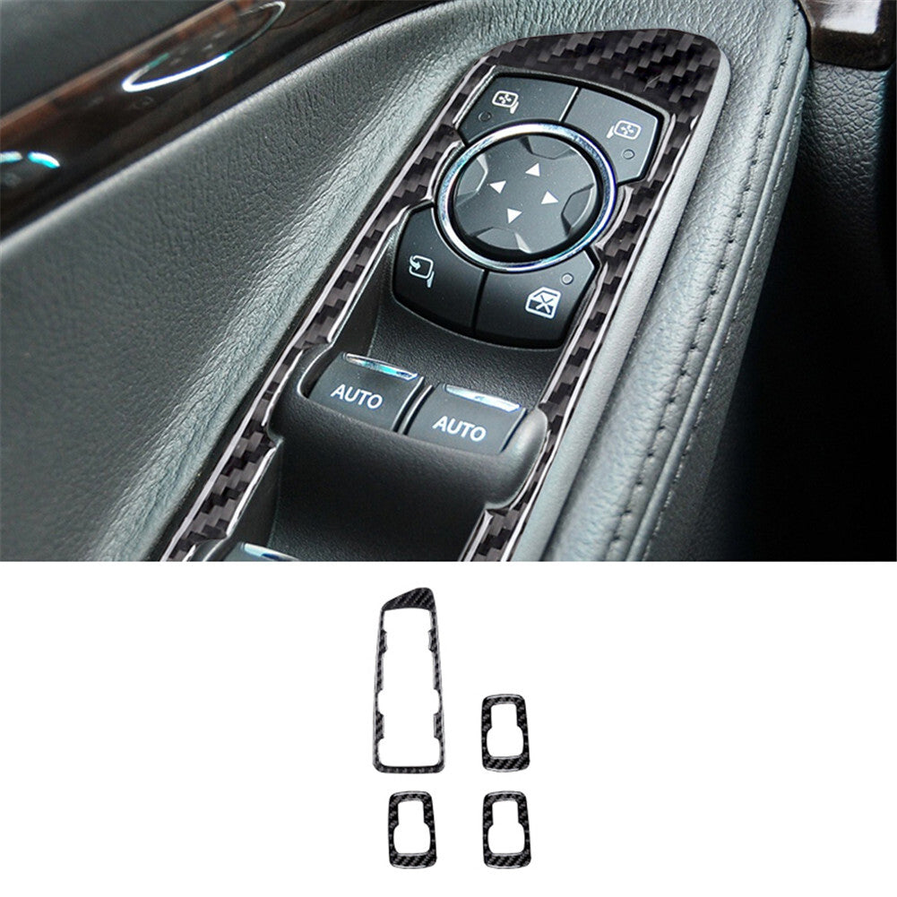 Carbon Fiber Window Switch Buttons Frame Trim Cover for Ford Explorer 2011-2014