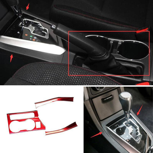 Central Console Gear Shift Frame Trim Red ABS 3pcs for Toyota for Corolla 2014-2018