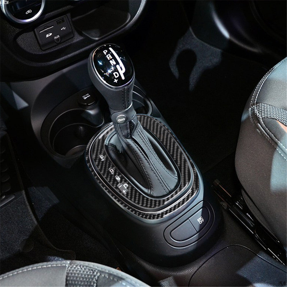 Carbon Fiber Interior Gear Shift Transmission Cover Trim For 2014-2017 for Fiat 500L