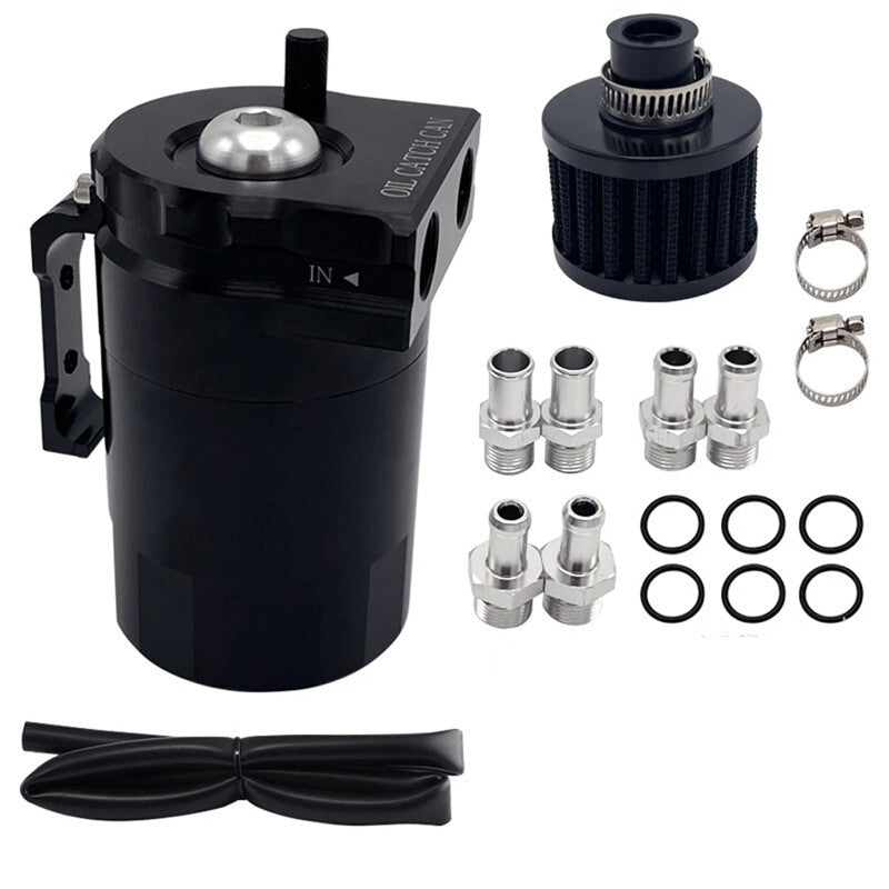 Car Oil Separator Catch Can with Breather Filter Dipstick Hole Breathable Tank