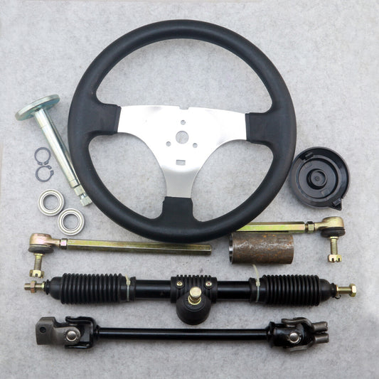 30cm Steering Wheel Assembly 42cm Gear Rack Pinion 380mm U Joint Tie Rod Knuckle