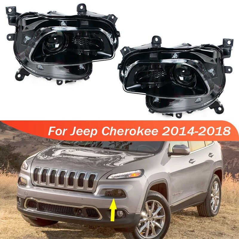 2x for Jeep Cherokee 2014-2018 Front Bumper Halogen Headlight Head Lamp Assembly