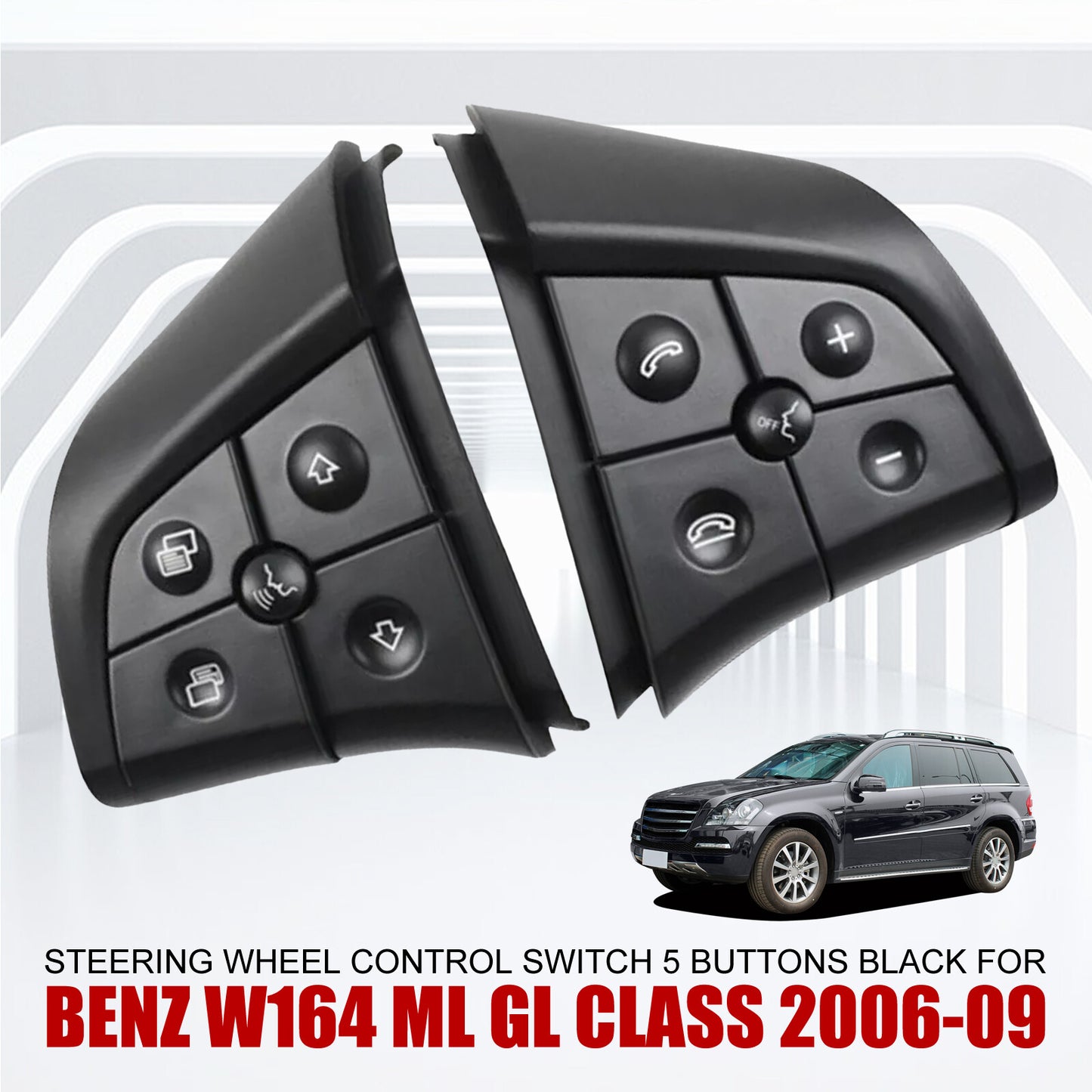 Steering Wheel Control Switch 5 Buttons Black for Benz W164 ML GL CLass 2006-09