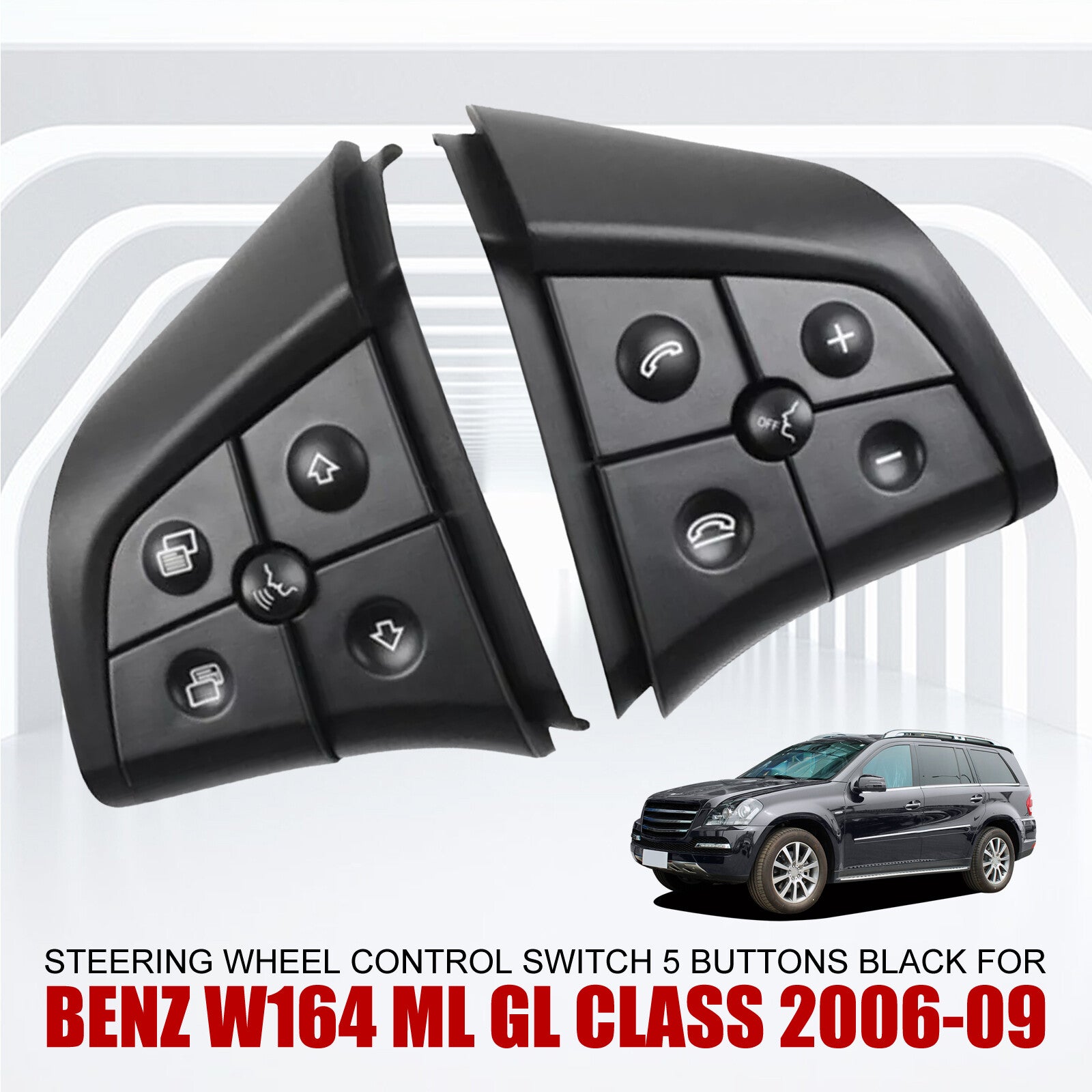Steering Wheel Control Switch 5 Buttons Black for Benz W164 ML GL CLass 2006-09