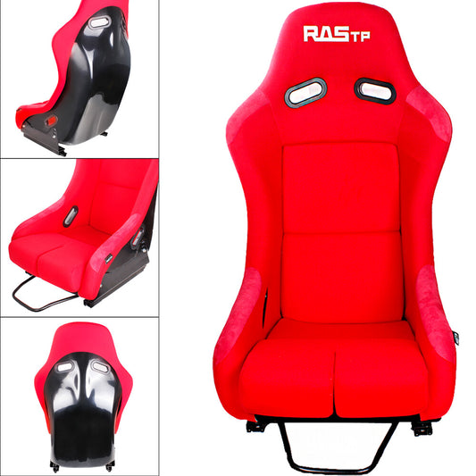 Full Red Universal Racing Adjustable Bucket Reclinable Seats  Slider Rail
