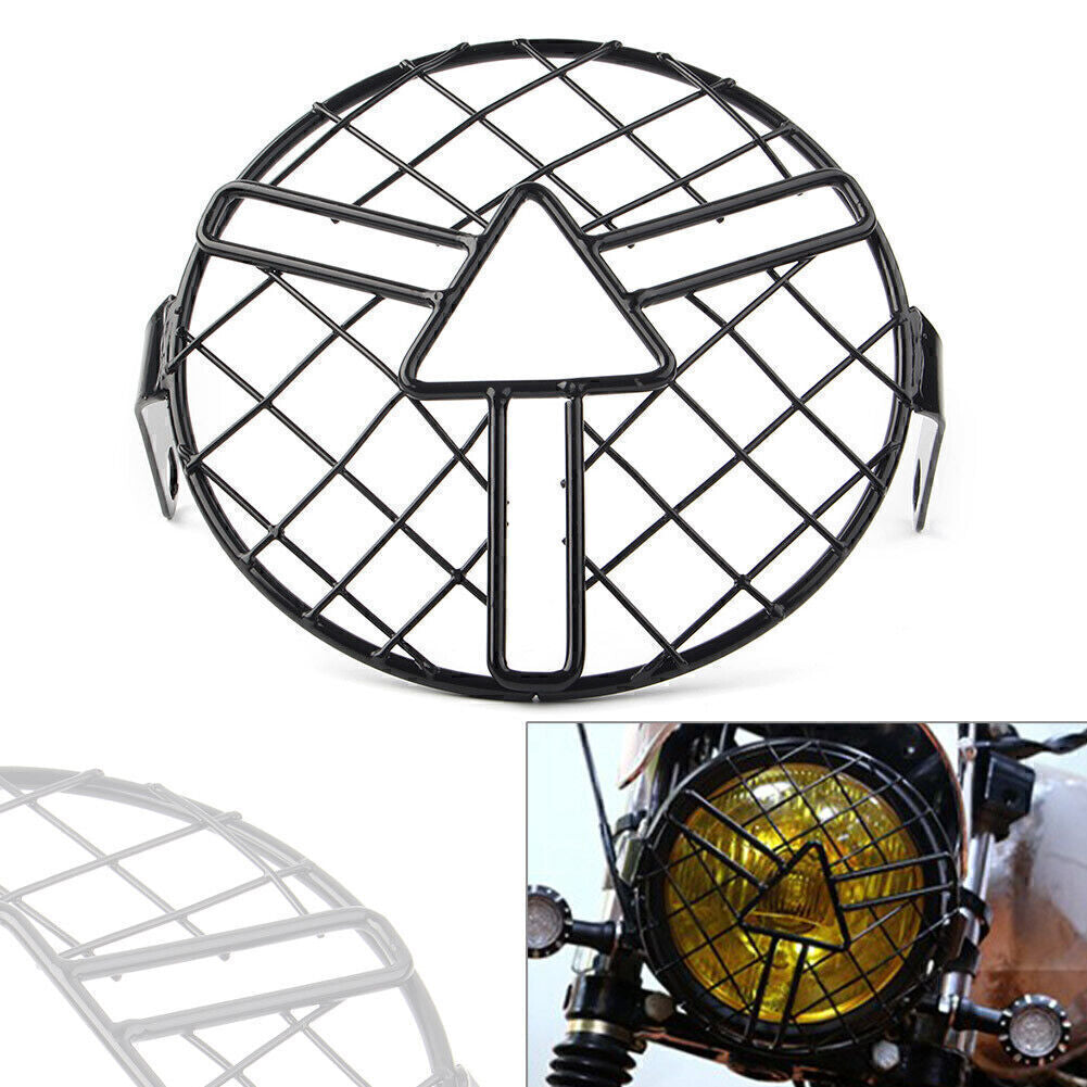 6.5 Motorcycle Headlight Lamp Grill Guard Cover Fit Cafe Racer Bobber Chopper