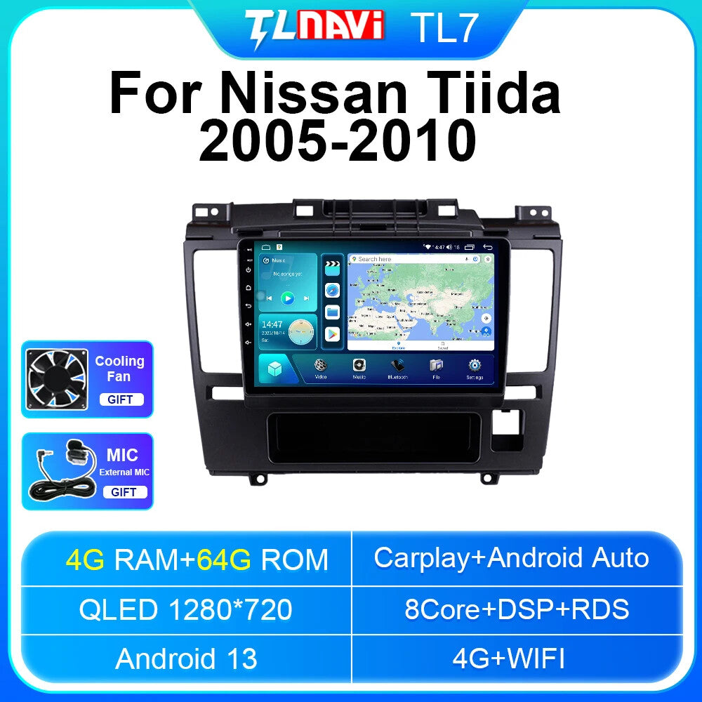 Android Car Radio for Nissan Tiida 2005-2010 CarPlay GPS Auto Multimedia Player