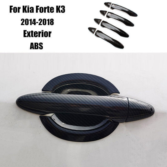 for Kia Forte K3 2014-18 Carbon Fiber Look Exterior Side for Smart Door Handle Trim