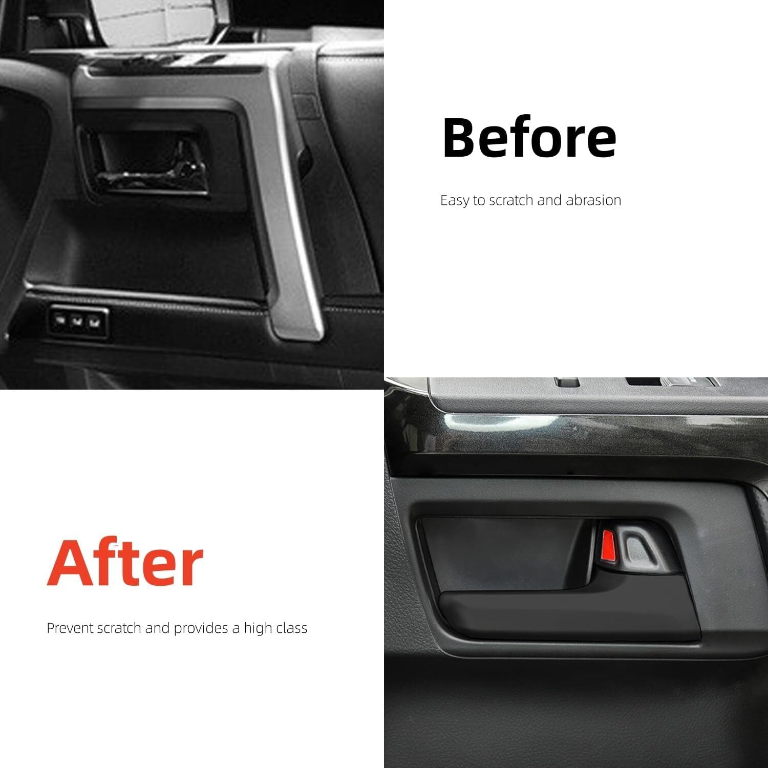 for Toyota 4Runner 2010-2024 Matte Black Interior Door Handle Cover Trim 4PCS