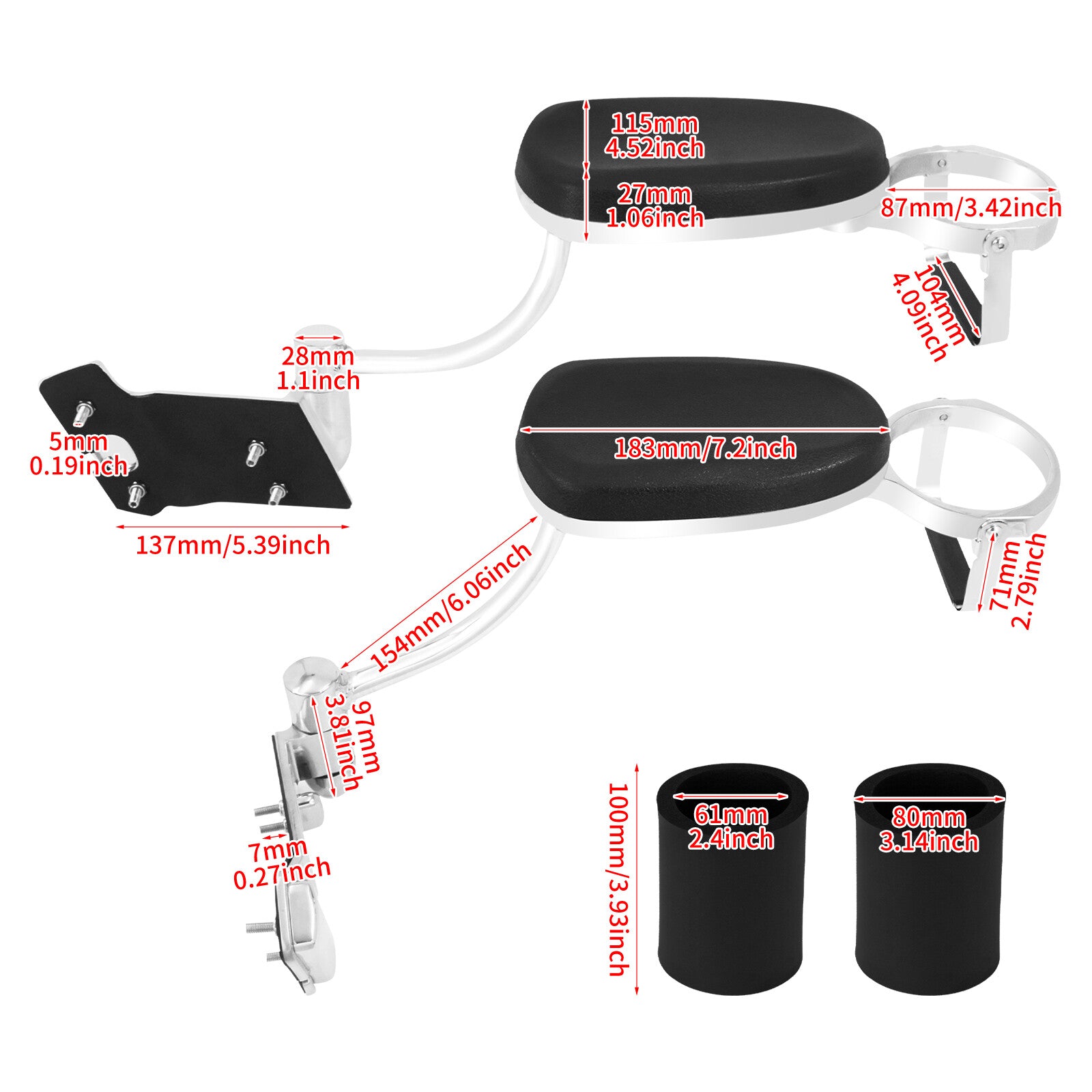 Rear Adjustable Passenger Armrests with Cup Holder Fits Fot for Honda GL1800 2001-17