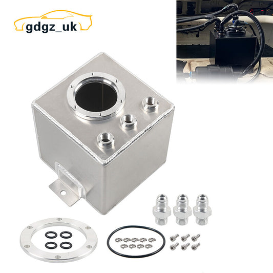 Silver 2L Car Fuel Swirl Surge Pot Tank Aluminium Surge Tank for 044 Fuel Pump