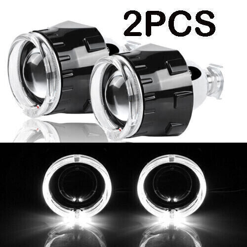 2X 2.5 LED White Angel Eyes Bi-Xenon HID Projector Lens RHD Car Headlight Hi-Lo