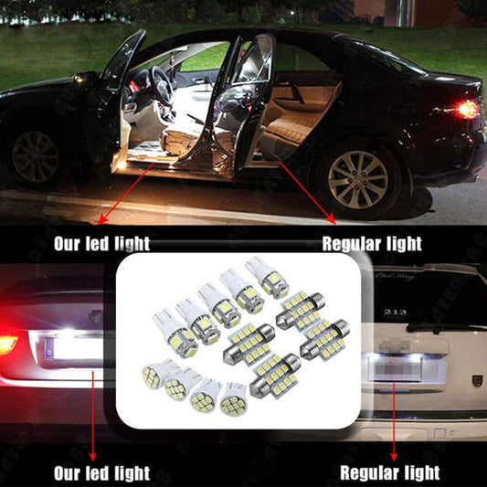13PCS Auto Car Interior LED Lights Dome License Plate Lamp 12V Kit Accessories