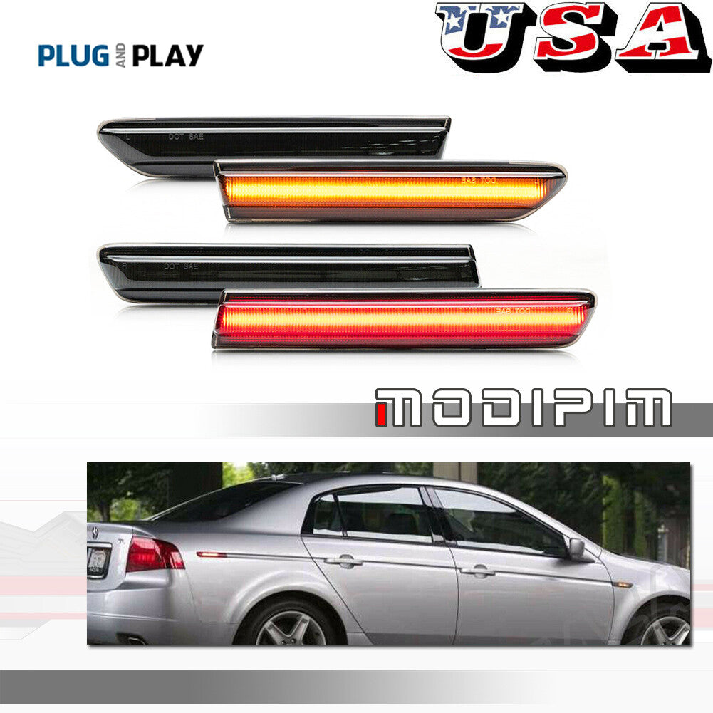 4-pack of smoked LED front and rear bumper side marker lights for 2004-2008 for Acura TL