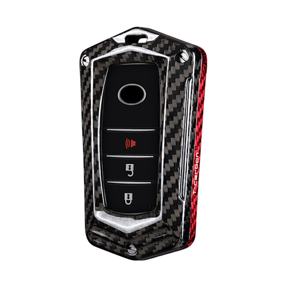 Carbon Fiber Car Key Fob Case Cover for Toyota Alphard RAV4 Hilux Red Black