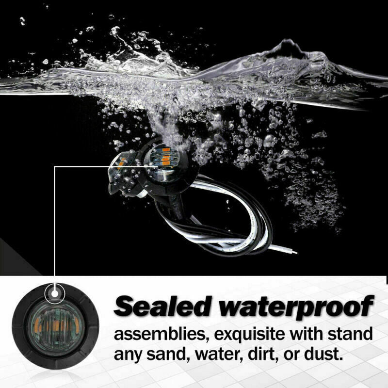50pcs Smoked Amber 3/4 Round Side Marker 3 LED Boat Truck Trailer Bullet Lights